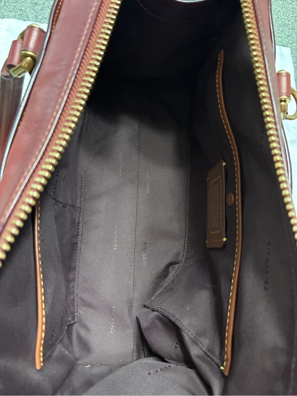 Coach Bond Satchel Signature Canvas Oxblood Rust Leather Bag Dust Bag $368 - Picture 6 of 10